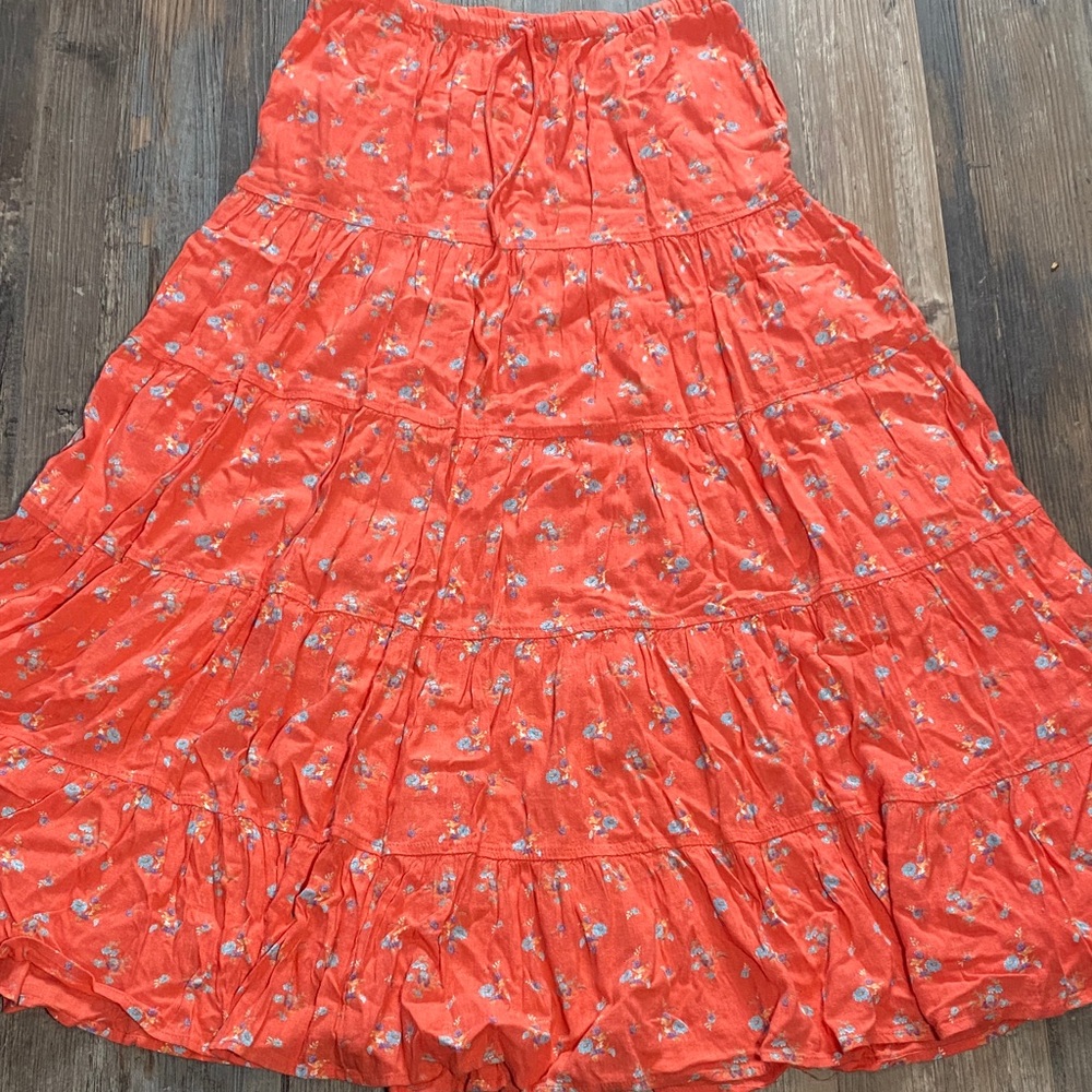 NWOT Free People Floral Orange? Pink?  Coral?? Women's Skirt